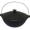 Kazan Wok mit Deckel und Bügel Kasan Asien Schmortopf Camping Gusseisen 10 L
