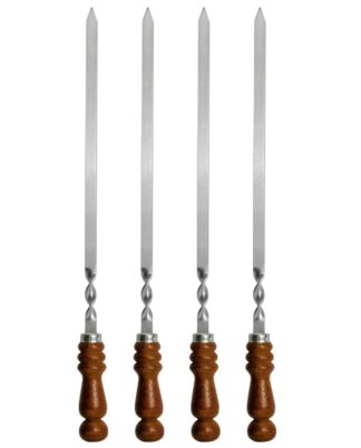 4X Stabile Edelstahl Grillspiesse mit Holzgriff - 70cm lang / 1,5 cm breit / 2 mm Stark