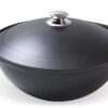 Kazan Wok mit Antihaftbeschichtung und Deckel Aluguss Schwarz 6 L
