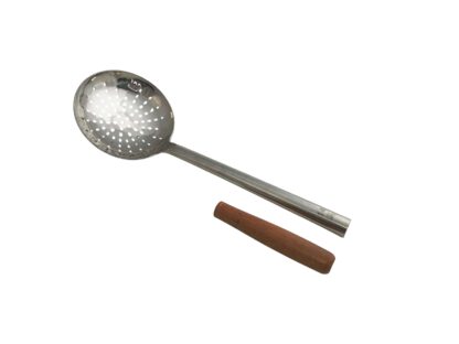 Langer stabiler Schaumlöffel 52 cm lang, Ø 14,4 cm Schaumkelle Suppenkelle abnehmbarer Holz-Griff – Bild 2