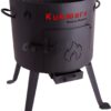 SET Feuerofen Utschak Feldküche, H: ca.55 cm, Ø ca.36 cm + 8L Kazan mit Deckel aus Gusseisen – Bild 2