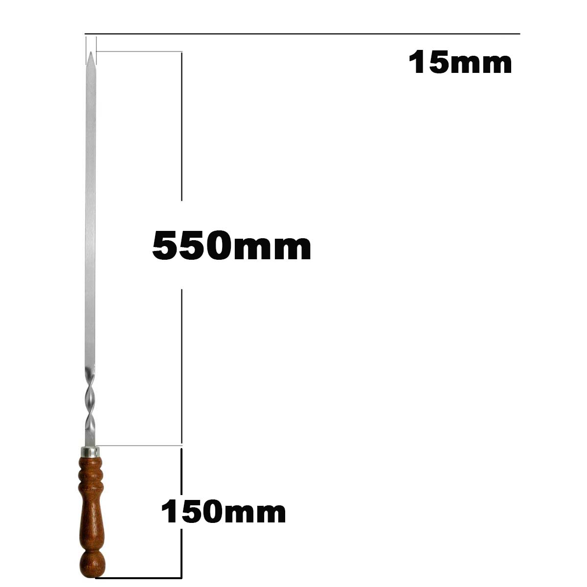 4X Stabile Edelstahl Grillspiesse mit Holzgriff - 70cm lang / 1,5 cm breit / 2 mm Stark – Bild 2