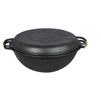 Kazan Kasan Wok Schmortopf Ø ca. 36 cm mit Deckel-Bratpfanne Gusseisen 8 L