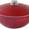Kazan Wok Aluguss 9 Liter - Schmortopf - Asia-Wok - Dekorative Außenbeschichtung Weinrot 9 L