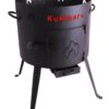 SET Feuerofen Utschak Feldküche, H: ca. 55 cm Ø ca. 36 cm + Kazan WOK Gusseisen Camping 8 L mit Pfannendeckel – Bild 3