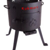 SET Feuerofen Utschak Ø ca. 36 cm + Kazan Usbekisch aus Gusseisen mit Alu-Deckel 8 L – Bild 2