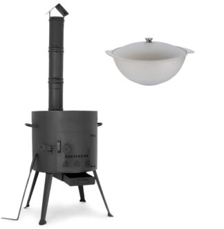 SET Utschak mit Schornstein für Kasan 9 L, D: ca. 37cm + Kazan WOK Aluguss 9 L
