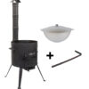 SET Utschak Feldküche mit Schornstein Ø ca. 36 cm + Kazan WOK Aluguss 8 L
