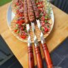 6 X Stabile Edelstahl Grillspiesse mit Holzgriff - 60 cm lang / 2 cm breit / 2mm Stark – Bild 6