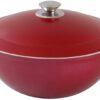 Kazan Wok Schmortopf Kochtopf mit dicken Wänden, Aluguss, Weinrot, 4,5 L