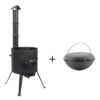 SET Utschak mit Schornstein Ø ca. 36 cm + Kazan WOK mit Pfannendeckel Gusseisen 8 L