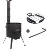 SET Feuerofen UTSCHAK mit Schornstein Ø ca. 37,4 cm für  Kazan 9 L + Grill Spiess-Aufsatz