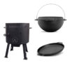 SET Feuerofen Utschak Feldküche Ø ca. 40 cm + Kazan WOK Gusseisen mit Pfannendeckel 15 L