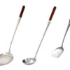 3er Edel Luxus SET für Kazan Kasan Schaumlöffel + Schöpflöffel 50 cm lang + Küchenspatel 43cm Holz-Griff Schaumkelle Suppenkelle