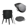 SET Utschak Ø40, 2mm Stahl + Camping Kasan mit Grill-Pfanne-Deckel aus Gusseisen 15L