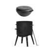 SET Utschak Ø40, 2mm Stahl + Kazan WOK Gusseisen mit Pfannendeckel 15 Liter