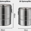 Grilleimer Schaschlikeimer Grilltonne Schaschliktonne Edelstahl Ofen mit 20 Spiessplätzen Isoliert – Bild 6