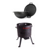 SET Feuerofen Utschak Feldküche, Ø ca.36 cm + Kazan mit Grill-Pfannendeckel Gusseisen 8 L