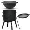 SET Ø36 Utschak 2mm Stahl 10 L + Kazan Usbekisch aus Gusseisen 10 L + Deckel-Bratpfanne 10 L