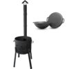 SET FiRECHAG Feuerofen UTSCHAK EXTRA HOCH mit Rohr + Kazan WOK Gusseisen mit Pfannendeckel 12 L