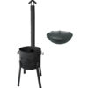 SET FiRECHAG Feuerofen UTSCHAK EXTRA HOCH mit Rohr + Kukmara Kazan Wok Tatarskij 10 L Gusseisen