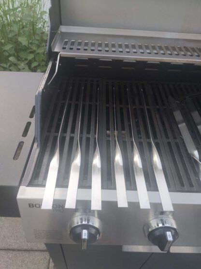 6 Adana Kebab Grillspieße aus Edelstahl Stärke 2 mm Länge 40 cm Breite 2 cm Spieße – Bild 3