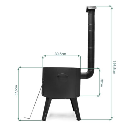 Feuerofen Ø40cm Uchag Utschak mit Abzugsrohr + Kazan WOK mit GRILL-Pfannendeckel 15L Gusseisen Ø40cm – Bild 4