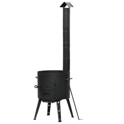 Feuerofen Ø40cm Uchag Utschak mit Abzugsrohr + Kazan WOK mit GRILL-Pfannendeckel 15L Gusseisen Ø40cm – Bild 2