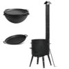 Feuerofen Ø40cm Uchag Utschak mit Abzugsrohr + Kazan WOK mit GRILL-Pfannendeckel 15L Gusseisen Ø40cm