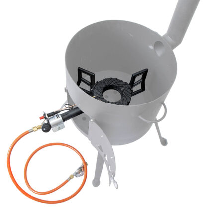 SET Gas-Kocher mit Utschak + Kazan Kasan 12 L Usbekisch Gusseisen Øca.40cm Alu Deckel + Schaumlöffel – Bild 3