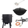 SET Gas-Kocher mit Utschak + Kazan Kasan 12 L Usbekisch Gusseisen Øca.40cm Alu Deckel + Schaumlöffel