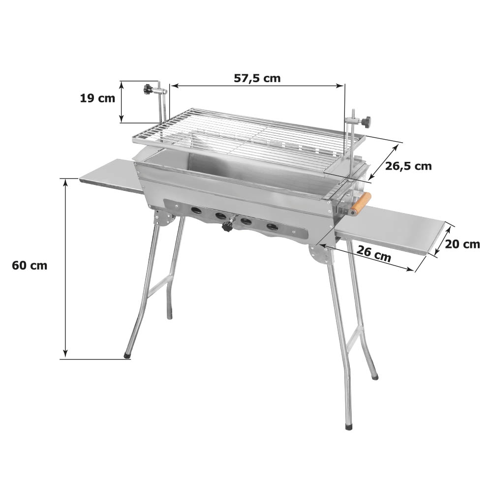 Mangal Grill Ideal Holzkohlegrill HLB: 60 x 57,5 x 26,5 cm 2 mm dick Edelstahl rostfrei – Bild 2