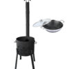 FiRECHAG Feuerofen UTSCHAK HOCH mit Rohr + Kazan Wok Edelstahl Wabenstruktur mit Glasdeckel 12L