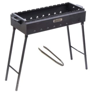 Mangal Holzkohlegrill Schaschlik mit klappbaren Beinen LBH: 80 x 33 х 80 cm aus 2 mm Stahl + Zange