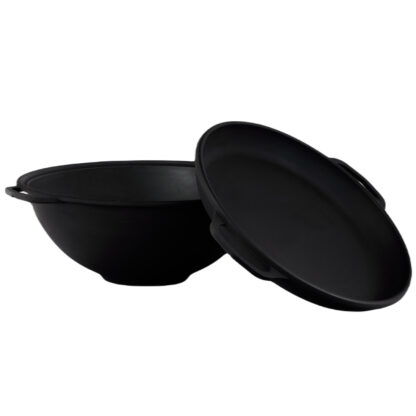 12L Kazan Gusseisen Kasan Ø ca. 40 cm mit Deckel-Bratpfanne Campingtopf 40cm – Bild 2