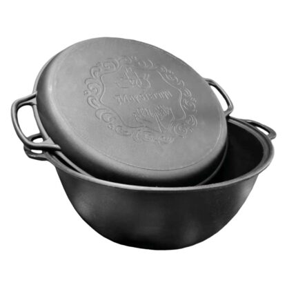 SET Feuerofen Ø 40cm Utschak mit Abzugsrohr + Usbekischer Kasan Gusseisen 18 L mit Pfannen-Deckel – Bild 9