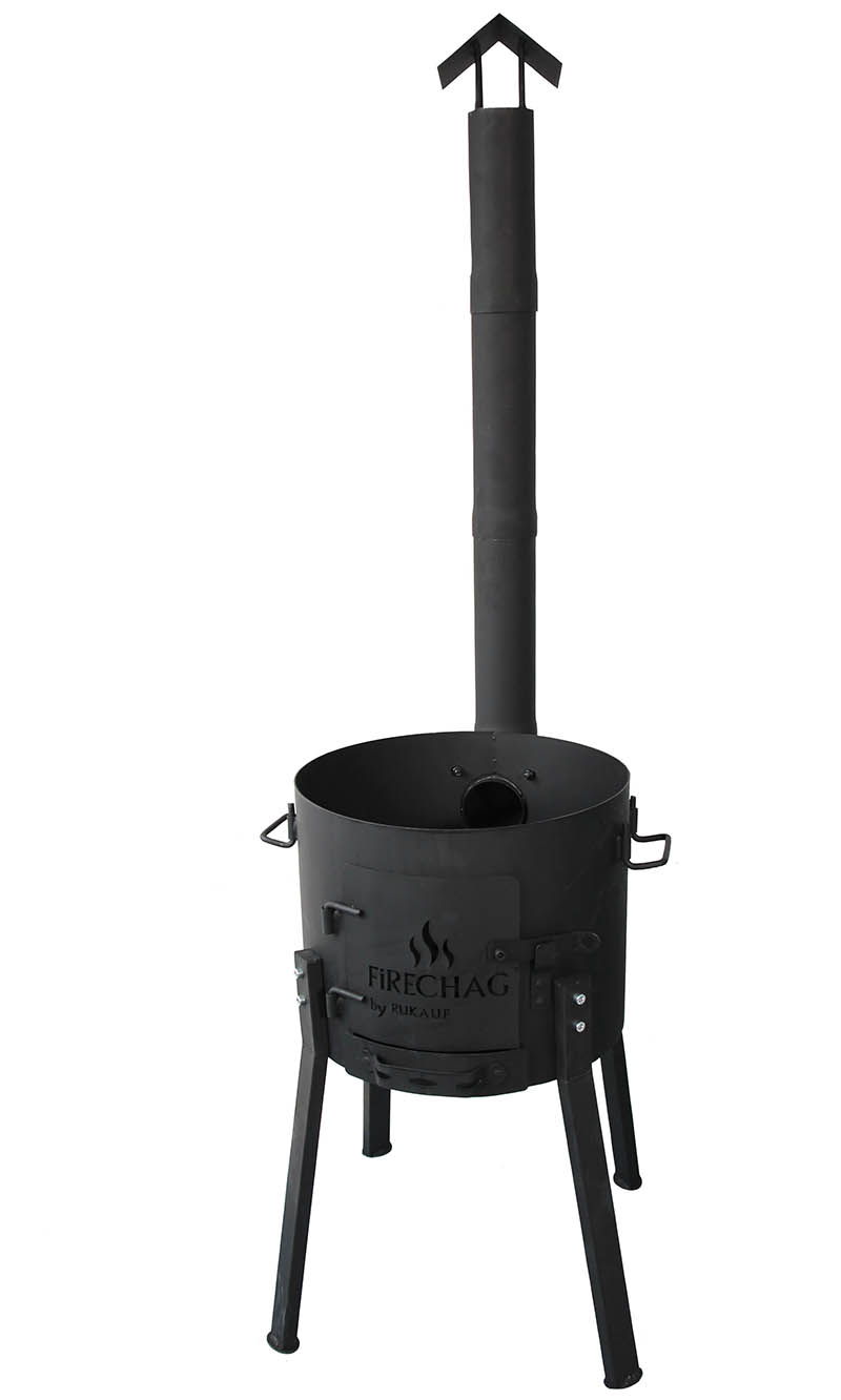 FiRECHAG Feuerofen UTSCHAK EXTRA HOCH mit Rohr + Kazan Kasan 16L mit Aludeckel + Schaumlöffel – Bild 2
