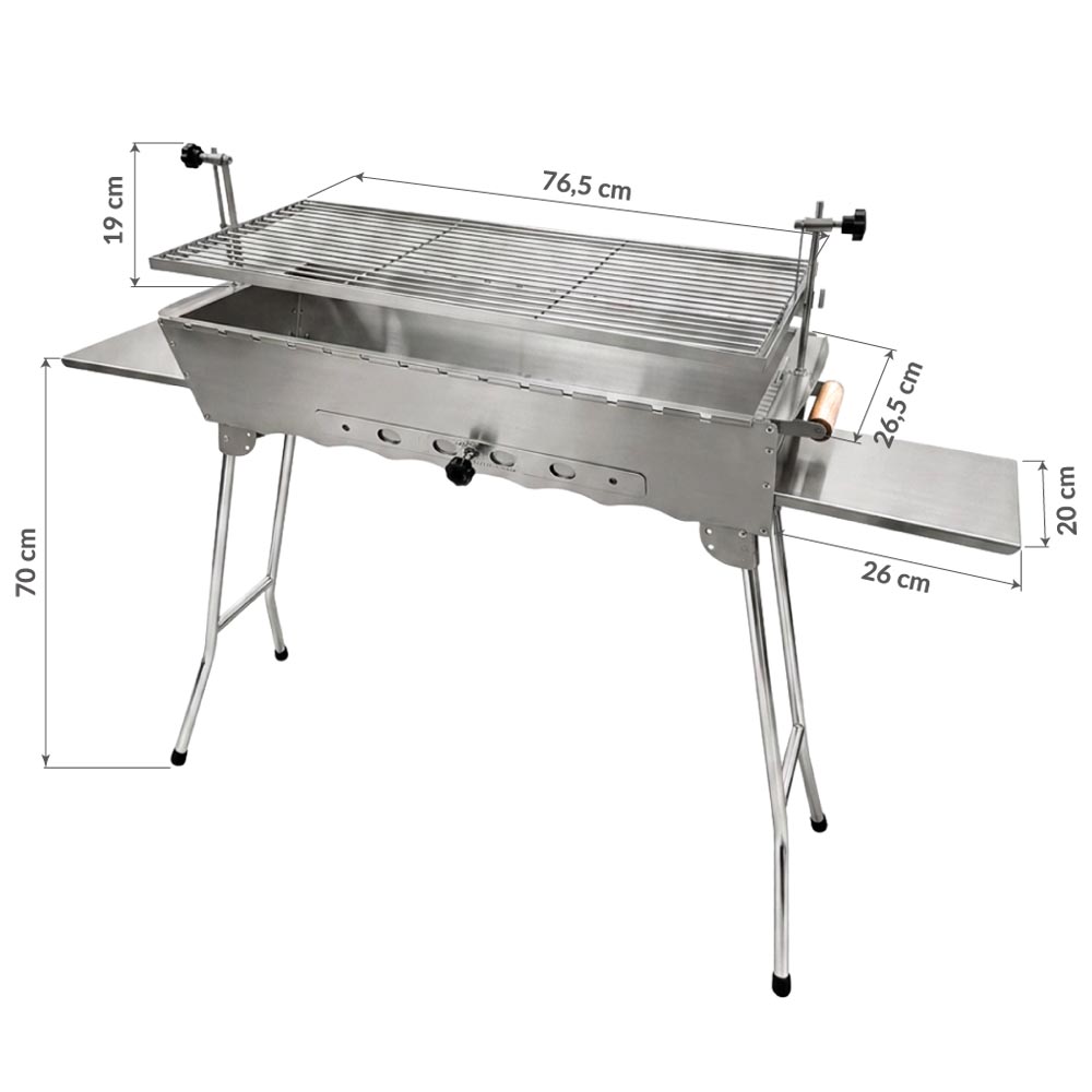 Mangal IDEAL 2026 Extra Breit HLB: 70 x 76,5 x 26,5 cm mit Kohlebehälter Edelstahl 2 mm rostfrei – Bild 2