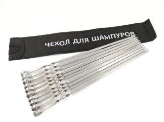 Set Textiltasche mit Klettverschluss ca. 62 × 10,5 cm + 10 Edelstahlspieße 60cm 2mm stärke 1cm breit